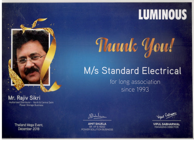 Oldest distributor / dealer of luminous Inverter battery solar online ups Certificate