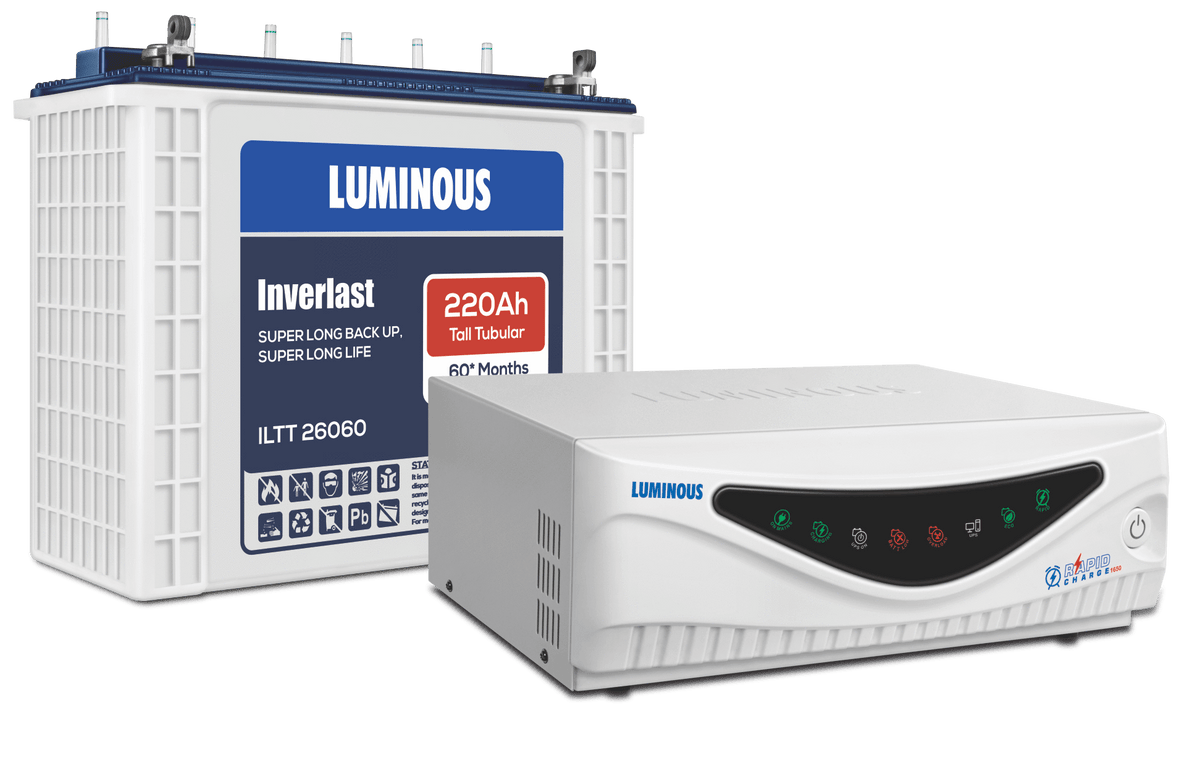 Luminous Inverter set Combo Rapid 1650 + battery ILTT 26060 Best